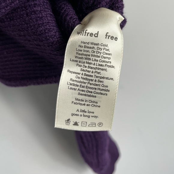 ARITZIA Wilfred Free Lolan Wool Sweater Cropped Oversized Purple XS Slouchy - Picture 7 of 10
